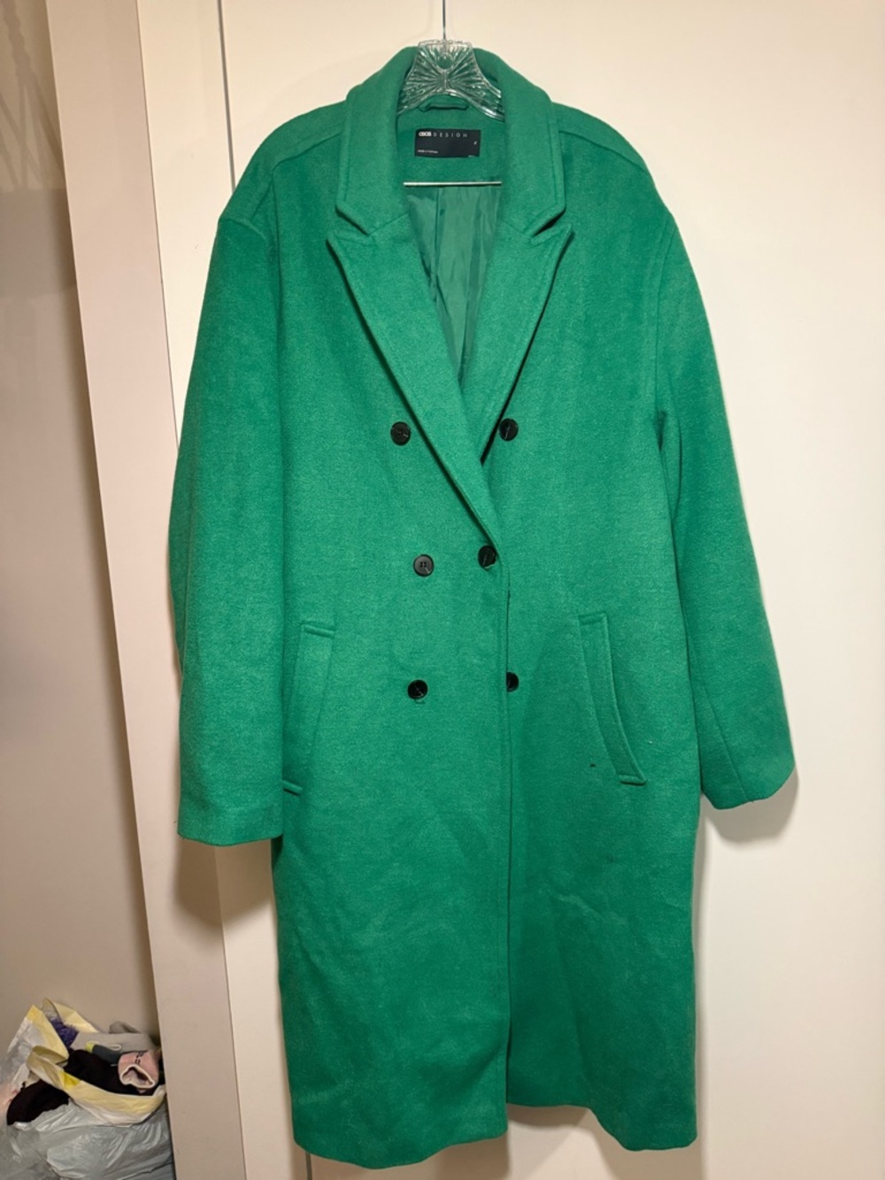 ASOS Double-Breasted Emerald Green Trench Coat